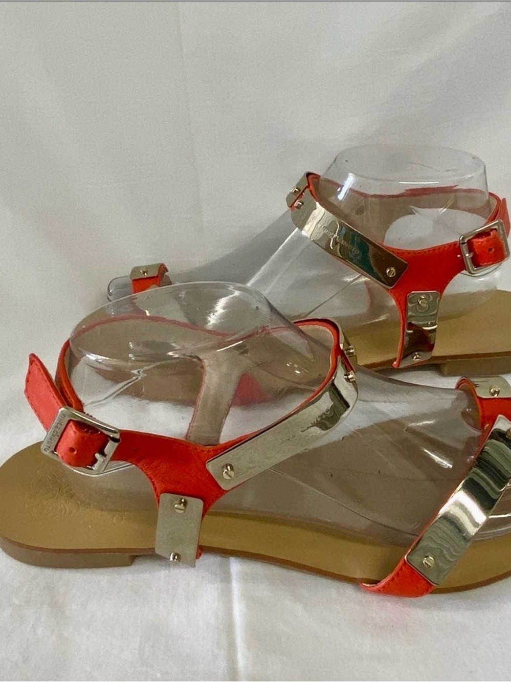 Vince Camuto Orange Sandals with Gold Metal Accents 9.5 - Picture 7 of 9